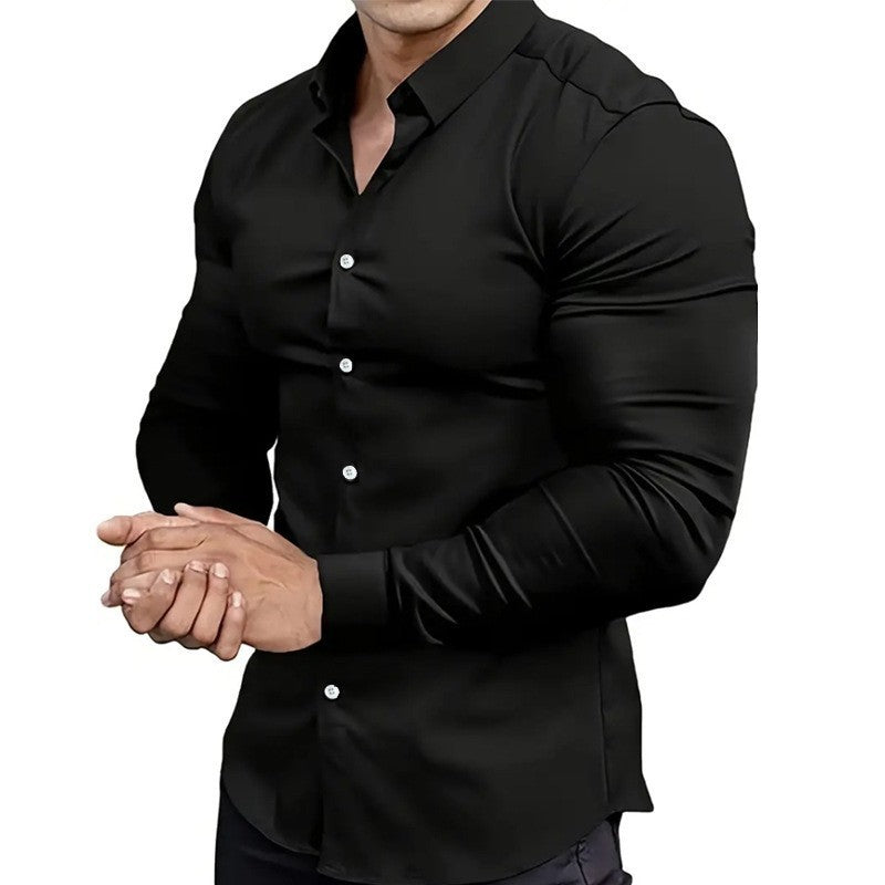Business Leisure Iron-free Solid Color Polo Collar Shirt