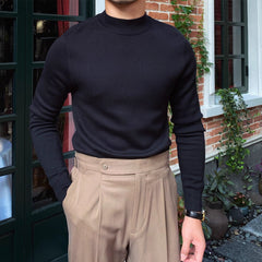 Winter Pullover Keep Warm Knitted Mock Neck Sweater