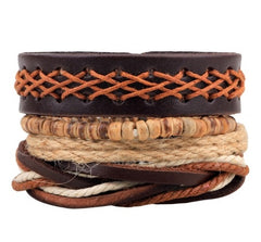 Leather Multilayer Bead Bracelet Punk Wrap Vintage Punk Bracelet For Men