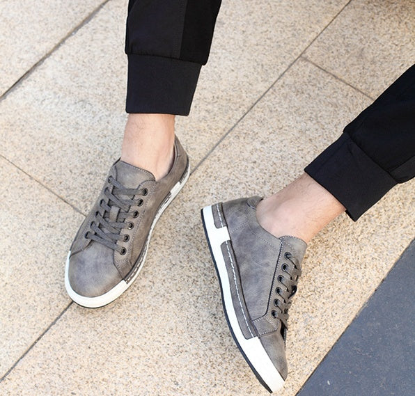 Men’s Handmade Low-Top Casual Sneakers – Comfortable Leather Style Everyday Shoes