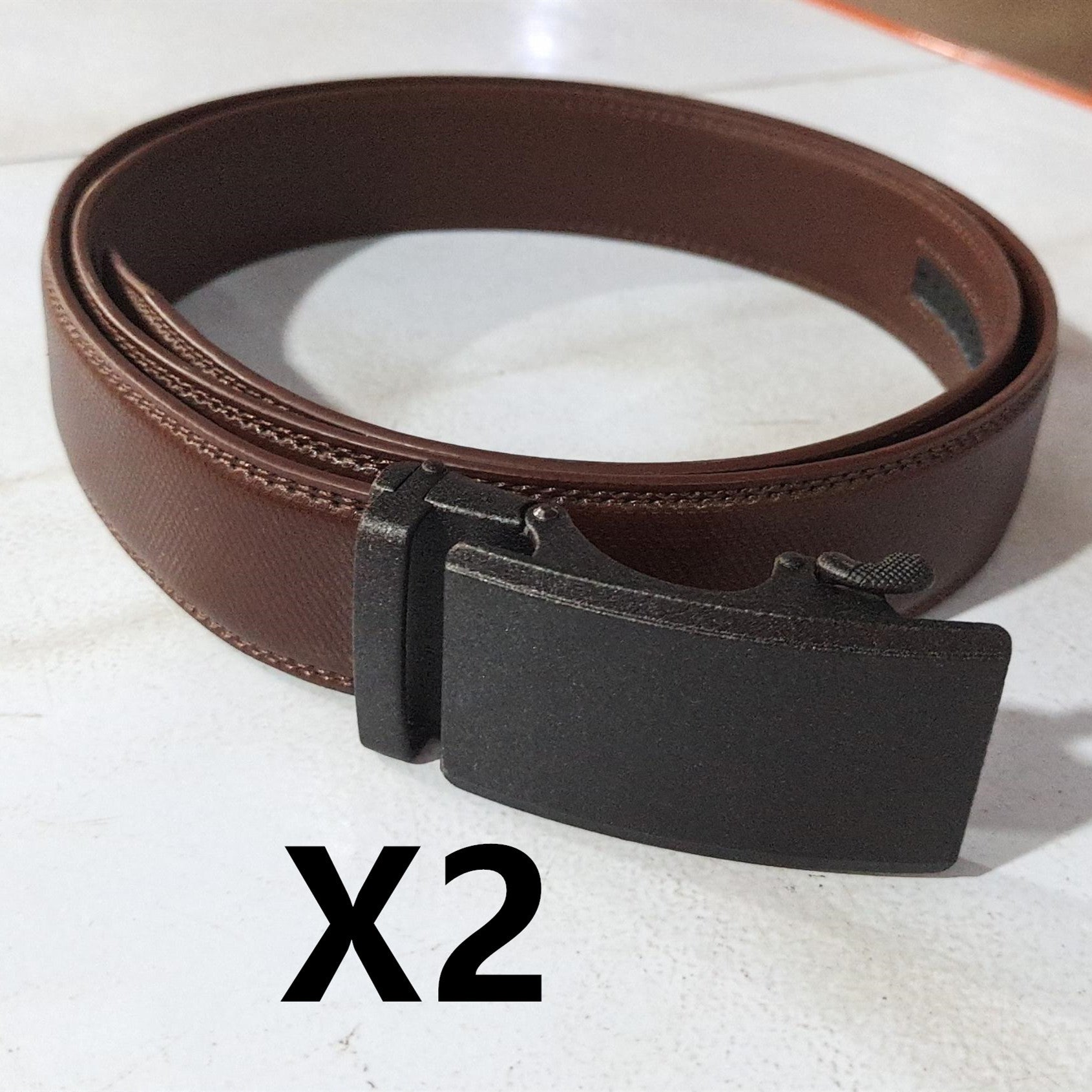 Automatic Business Buckle Two-layer Cowhide Belt Men