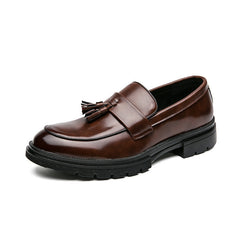 Men's Spring Autumn Brogue Leather Loafers – Business Formal Dress Shoes