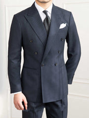 Six Button A Stripe Slim Fit Men's Casual Retro Suit