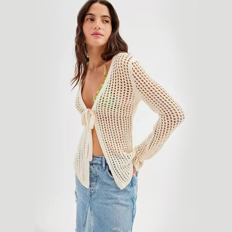 Sexy Knitted Hollow Beach Bikini Swimsuit Outwear Sun Protection Shirt