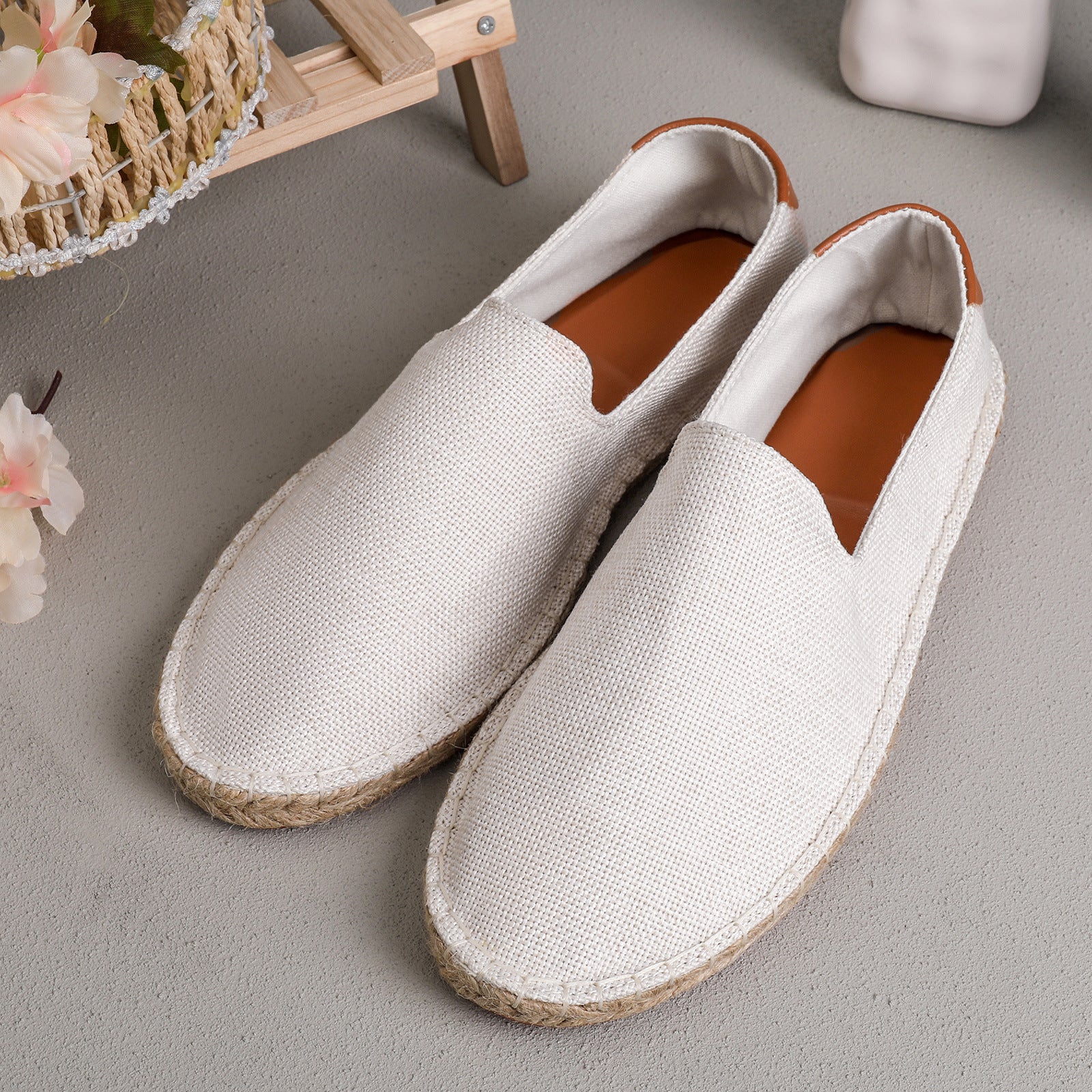 Men’s Breathable Canvas Loafers – Sweat-Absorbent Casual Slip-On Cloth Shoes
