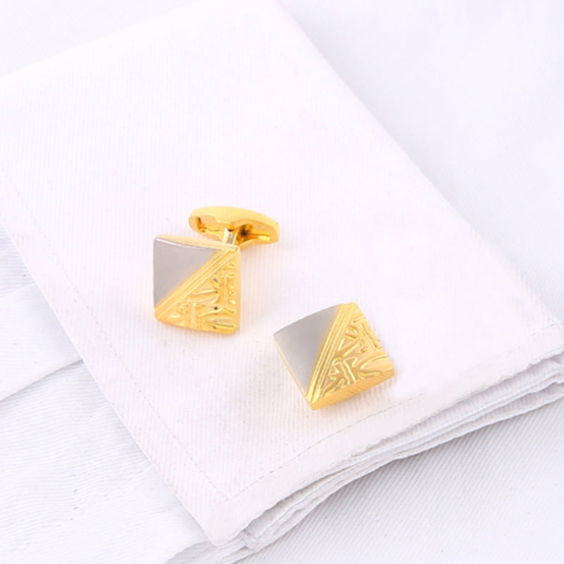 Square Pattern Two-tone High Quality French Cufflinks For Business Suit