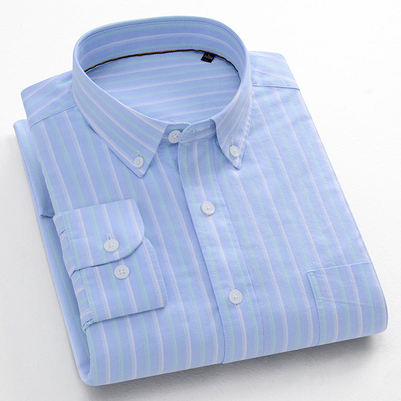 Striped Cotton Oxford Anti-wrinkle Business Casual Shirt For Men