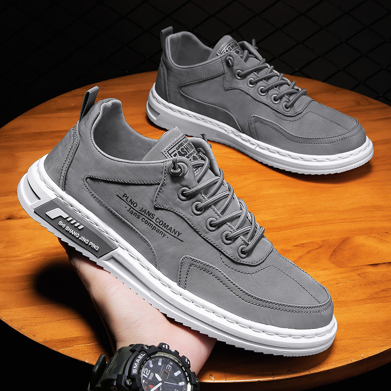Men’s Lace-Up Canvas Sneakers – Letter Print Platform Shoes