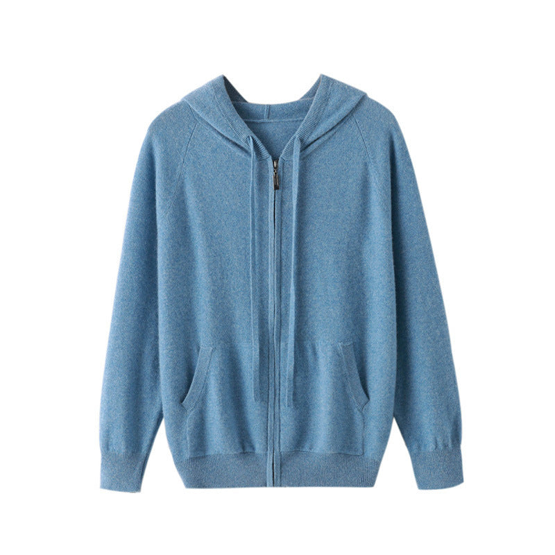 Hooded Casual Sweatshirt Knitted Cashmere Cardigan Zipper Men