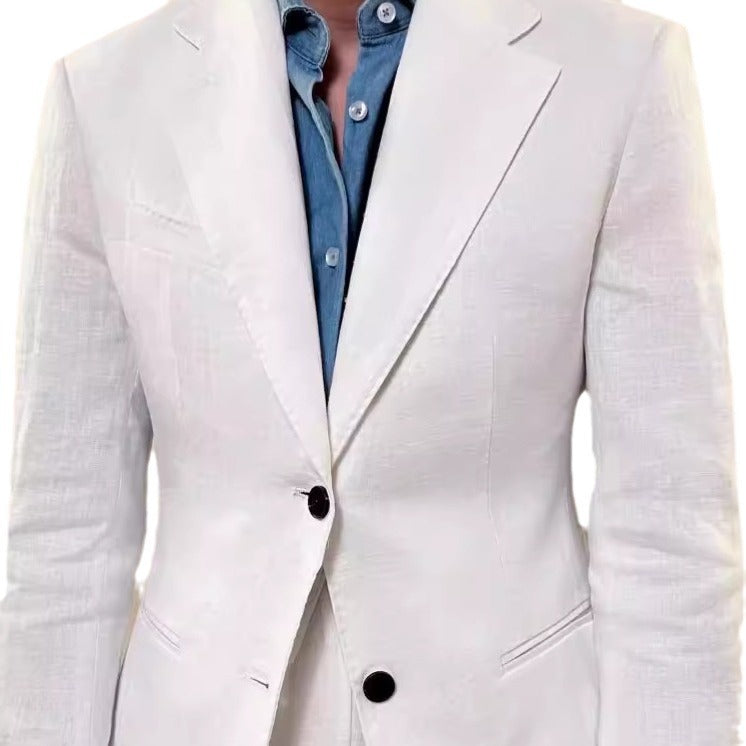Spring Pure Linen Suit Men's Solid Color