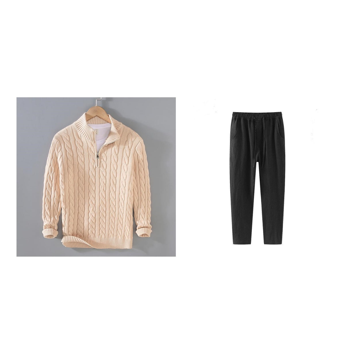 Men's Loose Zip Pullover Knitting Sweater Coat