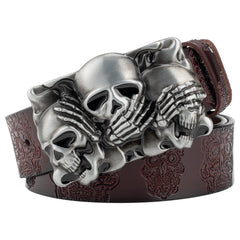 Skull Head Embossed With Two-Story Bull's Head Belt