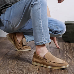 Men’s Autumn Suede Loafers – Shallow Mouth Casual Slip-On Shoes