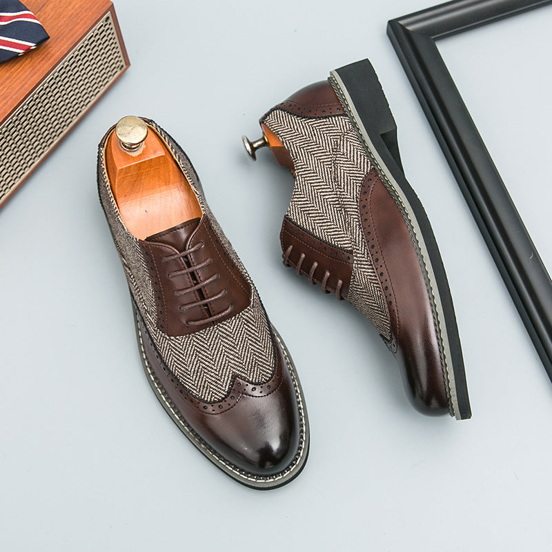 Men's Fashion Brogue Leather Shoes – Korean-Style Casual Formal Wear