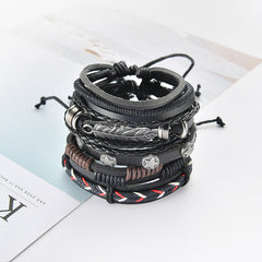 Alloy Cowhide Multilayer Leather Bracelet For Men