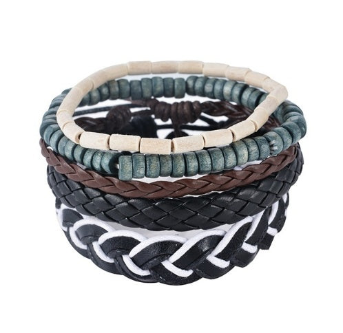 Leather Multilayer Bead Bracelet Punk Wrap Vintage Punk Bracelet For Men