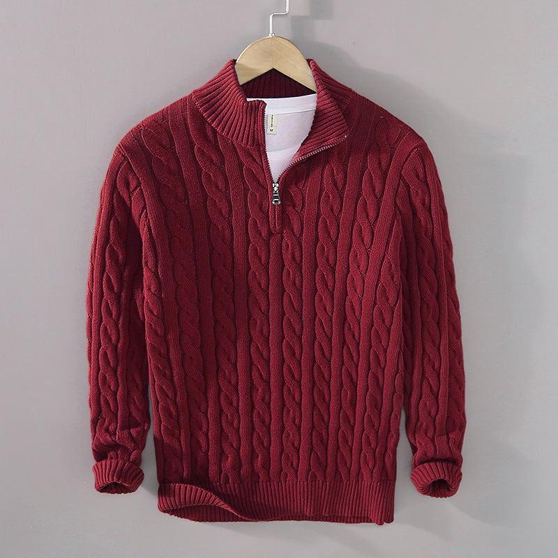 Men's Loose Zip Pullover Knitting Sweater Coat