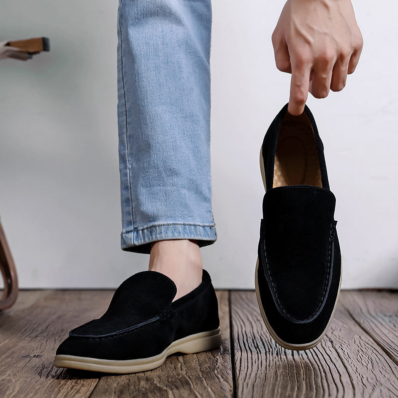 Men’s Autumn Suede Loafers – Shallow Mouth Casual Slip-On Shoes