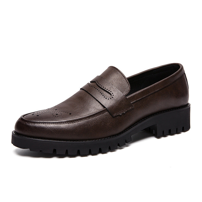 Men's Pointed Carved Leather British Business Shoes