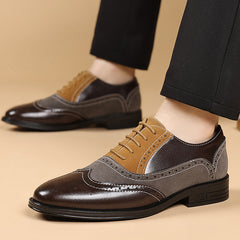 Men's Plus Size Brogue Oxford Pointed Toe Leather Shoes