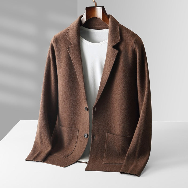 Fall Winter Men Cardigan Cashmere Sweater Business Casual Plush Knitted