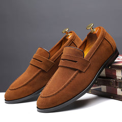 Men’s Nubuck Leather Lazy Shoes – Casual Slip-On Loafers