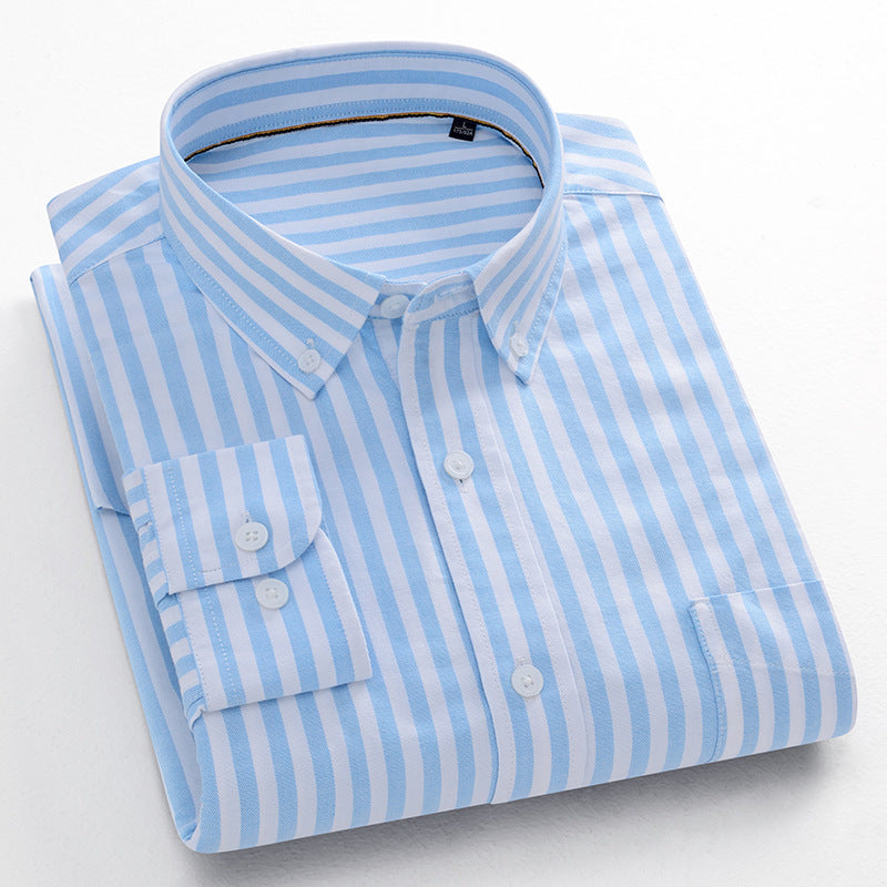 Striped Cotton Oxford Anti-wrinkle Business Casual Shirt For Men