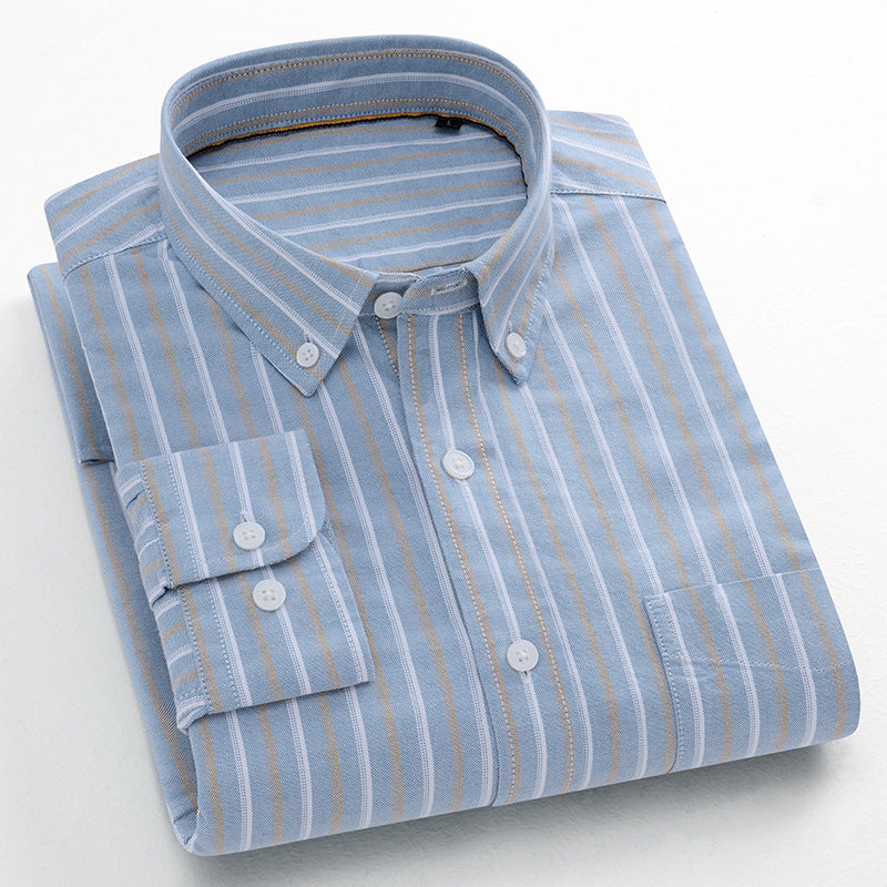 Striped Cotton Oxford Anti-wrinkle Business Casual Shirt For Men