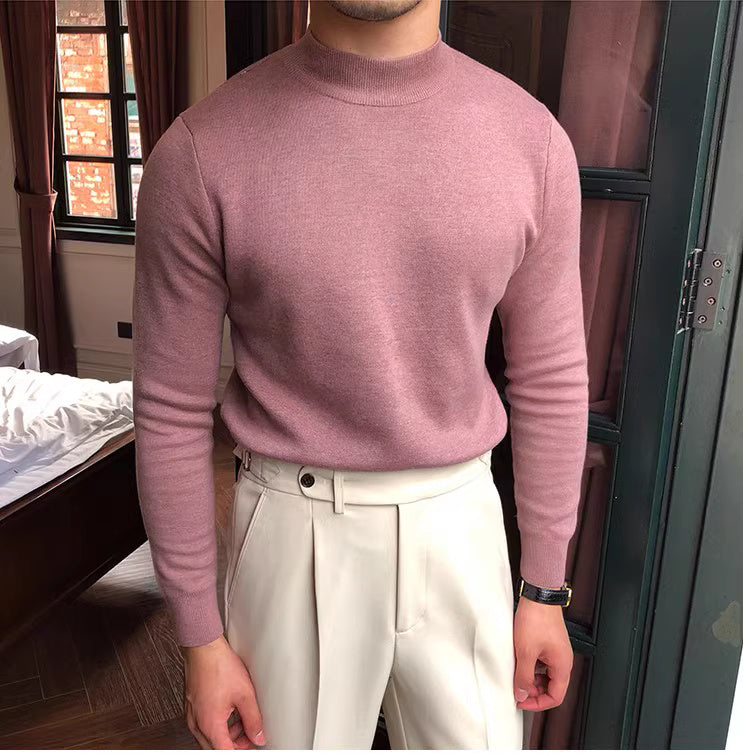 Winter Pullover Keep Warm Knitted Mock Neck Sweater