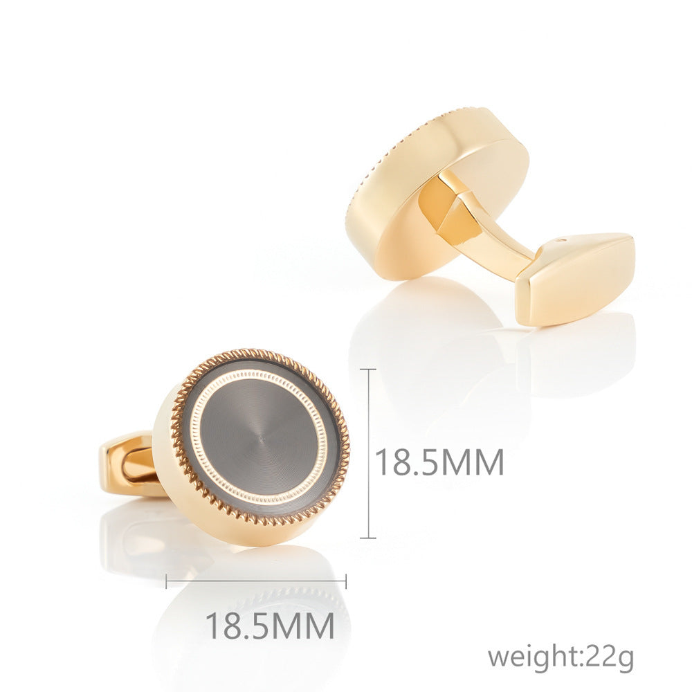 Round Style Accessories Enamel Copper Cufflinks For Men
