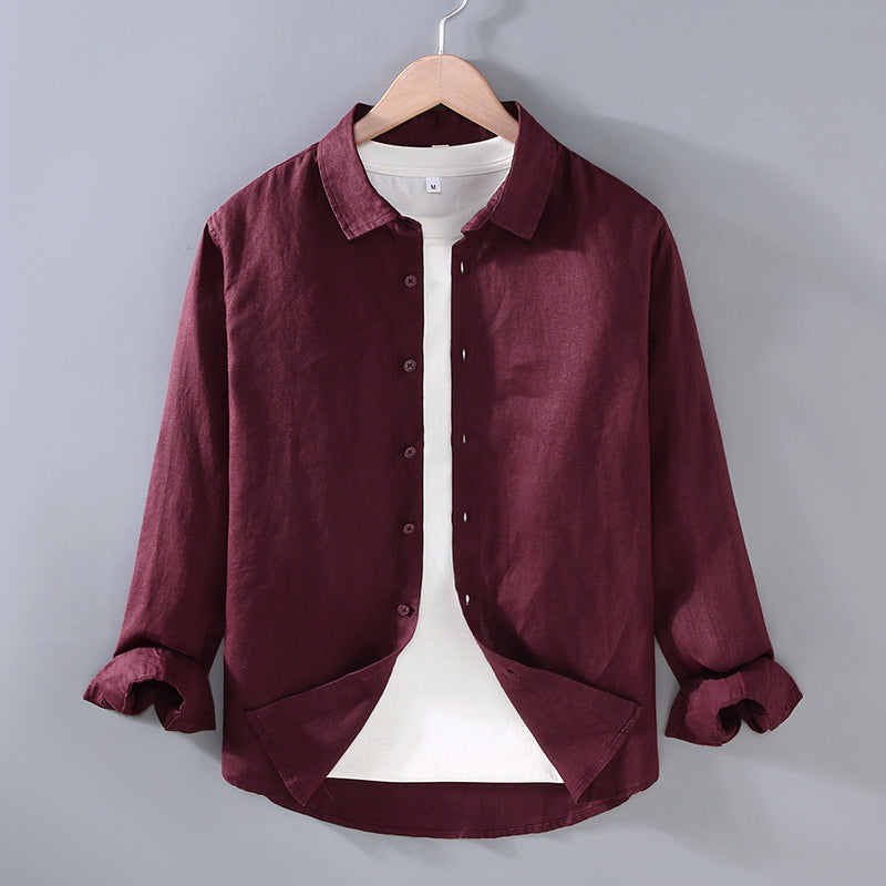 Pure Linen Men's Shirt All-matching Clothes Tide
