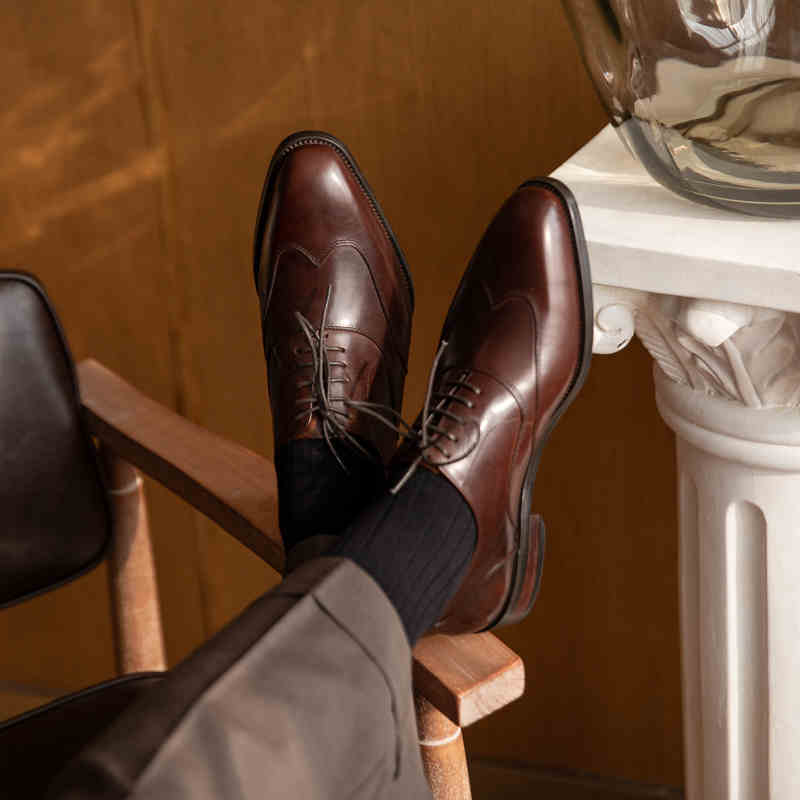 Men's Business Formal Wear Leather Handmade Shoes - Brogue Style