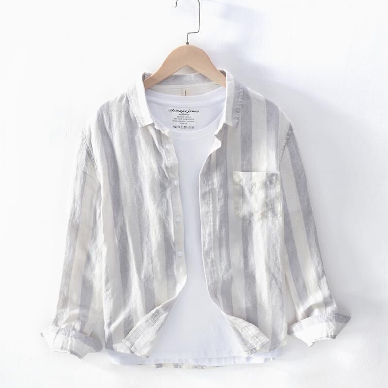 Spring And Summer Thin Youth Long Sleeve Men's Hong Kong Style Shirt