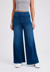 New Plus Size Women's High Waist Flared Jeans With Multiple Pockets, Straight Loose Fit, Distressed Casual Denim Pants