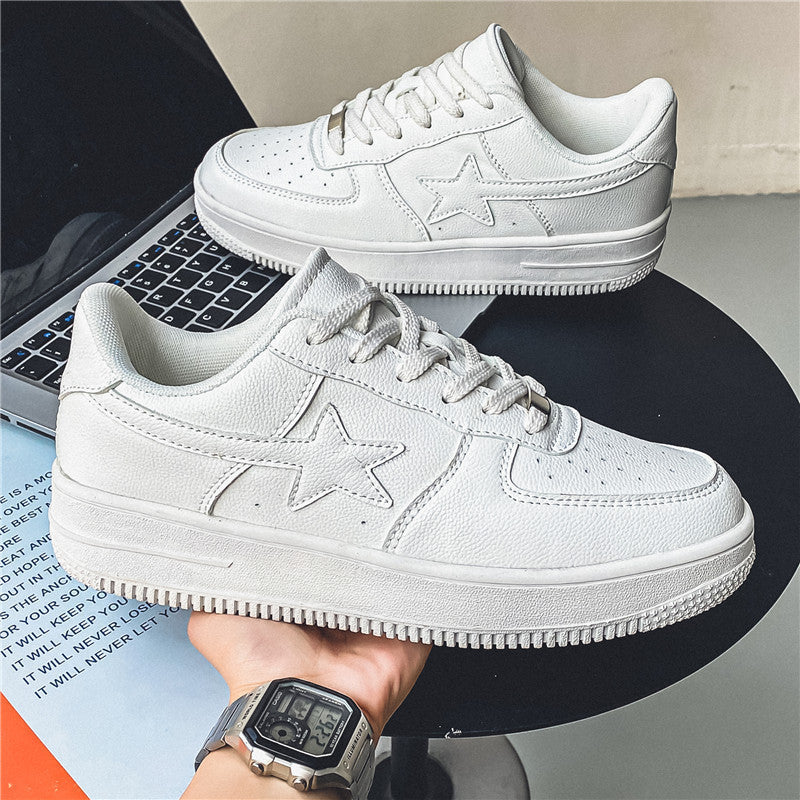 Men's White Thick-Soled Casual Sneakers – Comfortable, Stylish Everyday Shoes