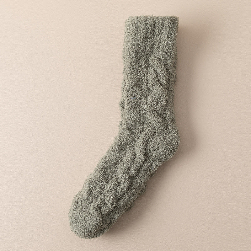 Men's Winter Warm Fuzzy Coral Fleece Socks Wome Velvet Thickened Home Sleeping Floor Socks
