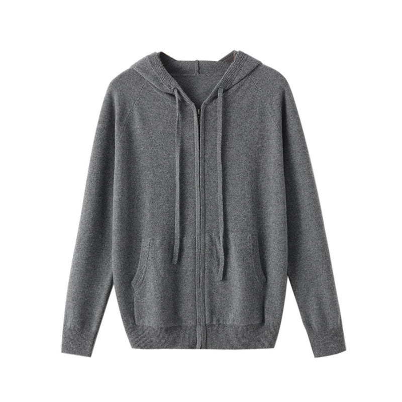 Hooded Casual Sweatshirt Knitted Cashmere Cardigan Zipper Men