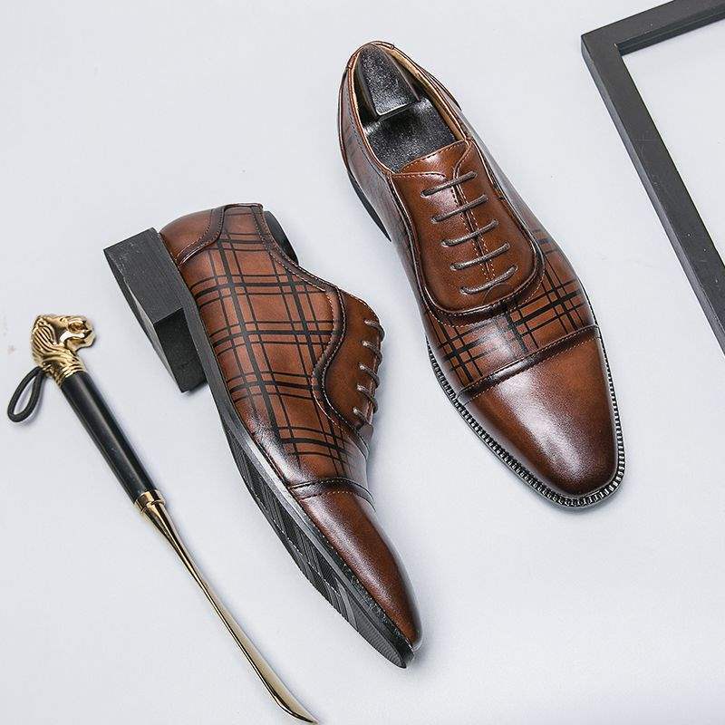 Men’s Square Toe Leather Shoes – Breathable British Business Style