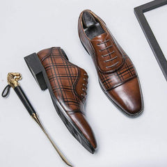 Men’s Square Toe Leather Shoes – Breathable British Business Style
