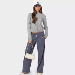 Autumn And Winter Women's Clothing Solid Color Buttons Cardigan Long Sleeve