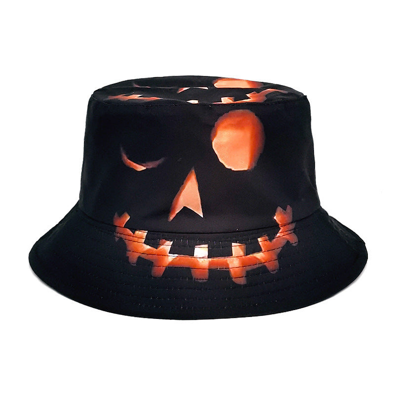 Halloween Creative Cartoon Pumpkin Grimace Printed Sun-Shade Fisherman Hat