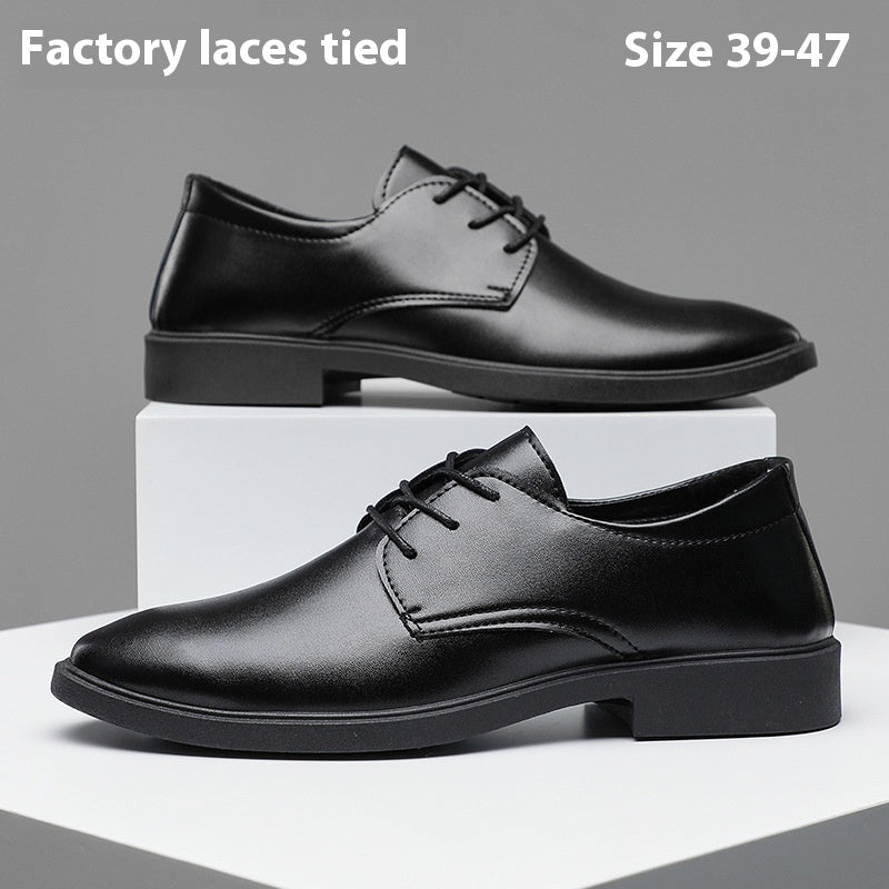 Men's Business Travel Round Head Formal Leather Dress Shoes