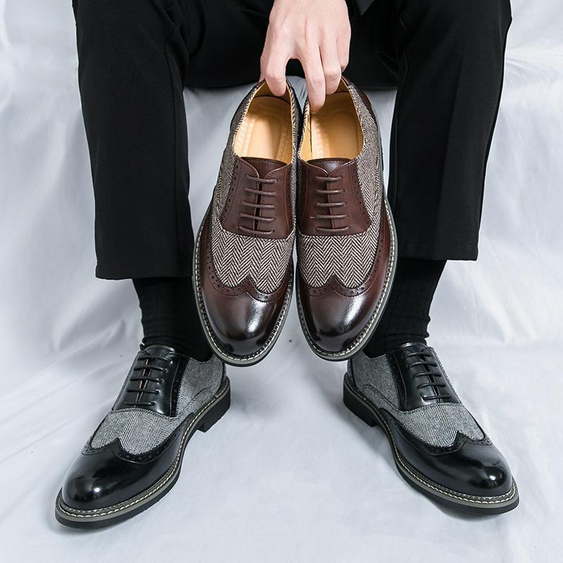 Men's Fashion Brogue Leather Shoes – Korean-Style Casual Formal Wear