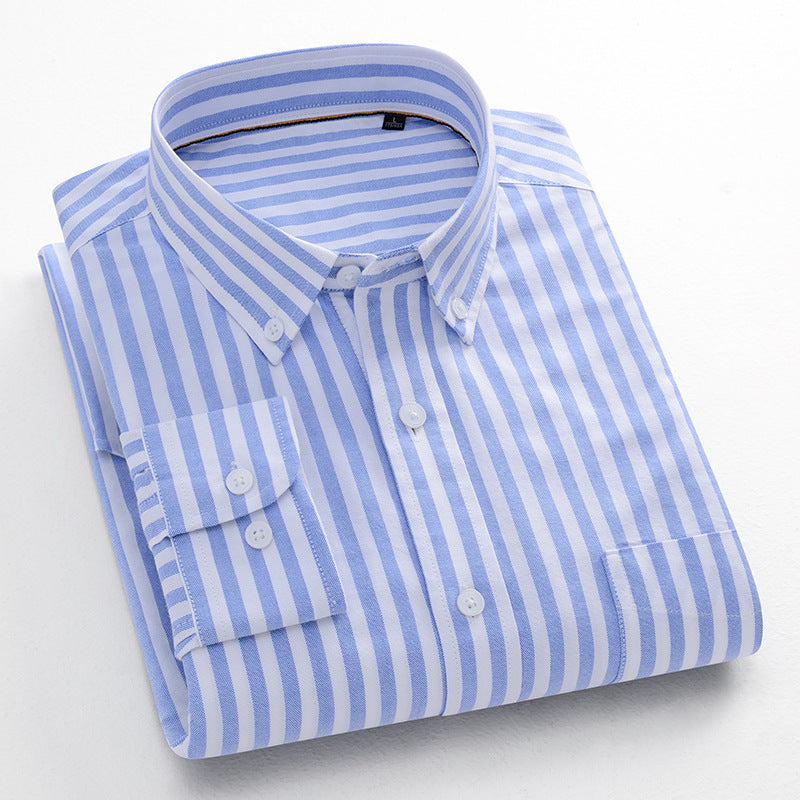 Striped Cotton Oxford Anti-wrinkle Business Casual Shirt For Men