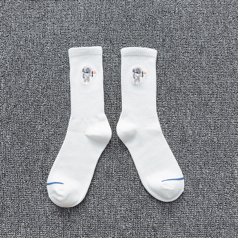 Embroidered Cotton Socks Astronaut All-Match Sports Socks