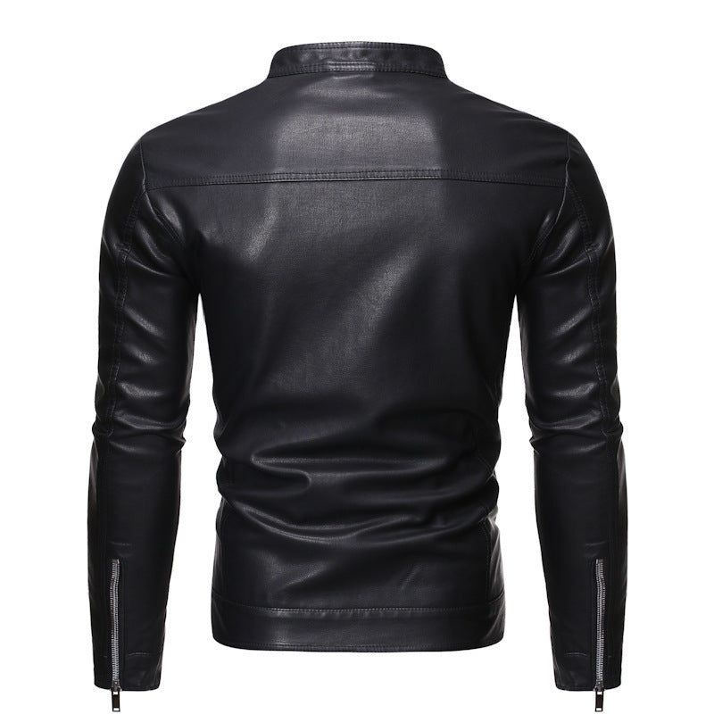 Men's Slim Casual Leather Jacket Motorcycle
