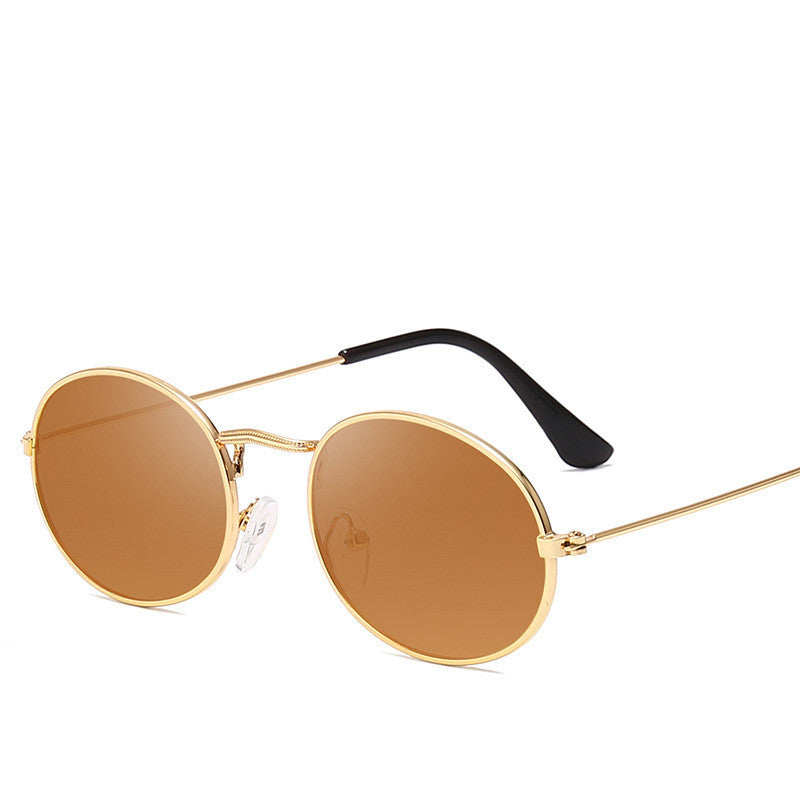 New Trend Retro Round Frame Men's Fashion Sunglasses Metal Water Drop Oval Sunglasses