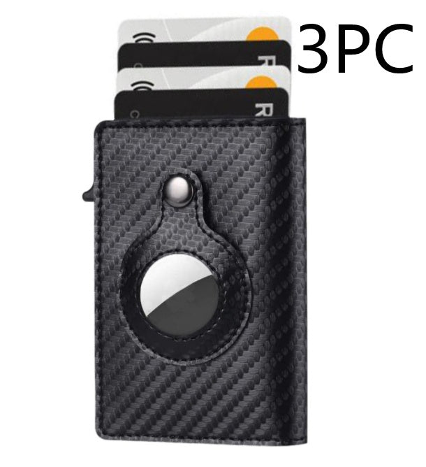 Airtag Anti-Theft Bullet Card Bag Multi-Functional RFID Card Holder Men's Leather Slim Wallets