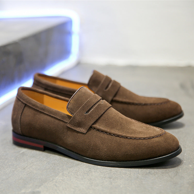 Men’s Nubuck Leather Lazy Shoes – Casual Slip-On Loafers