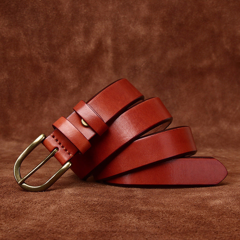 Wide Copper Buckle Trendy Fashion Retro Belt For Men